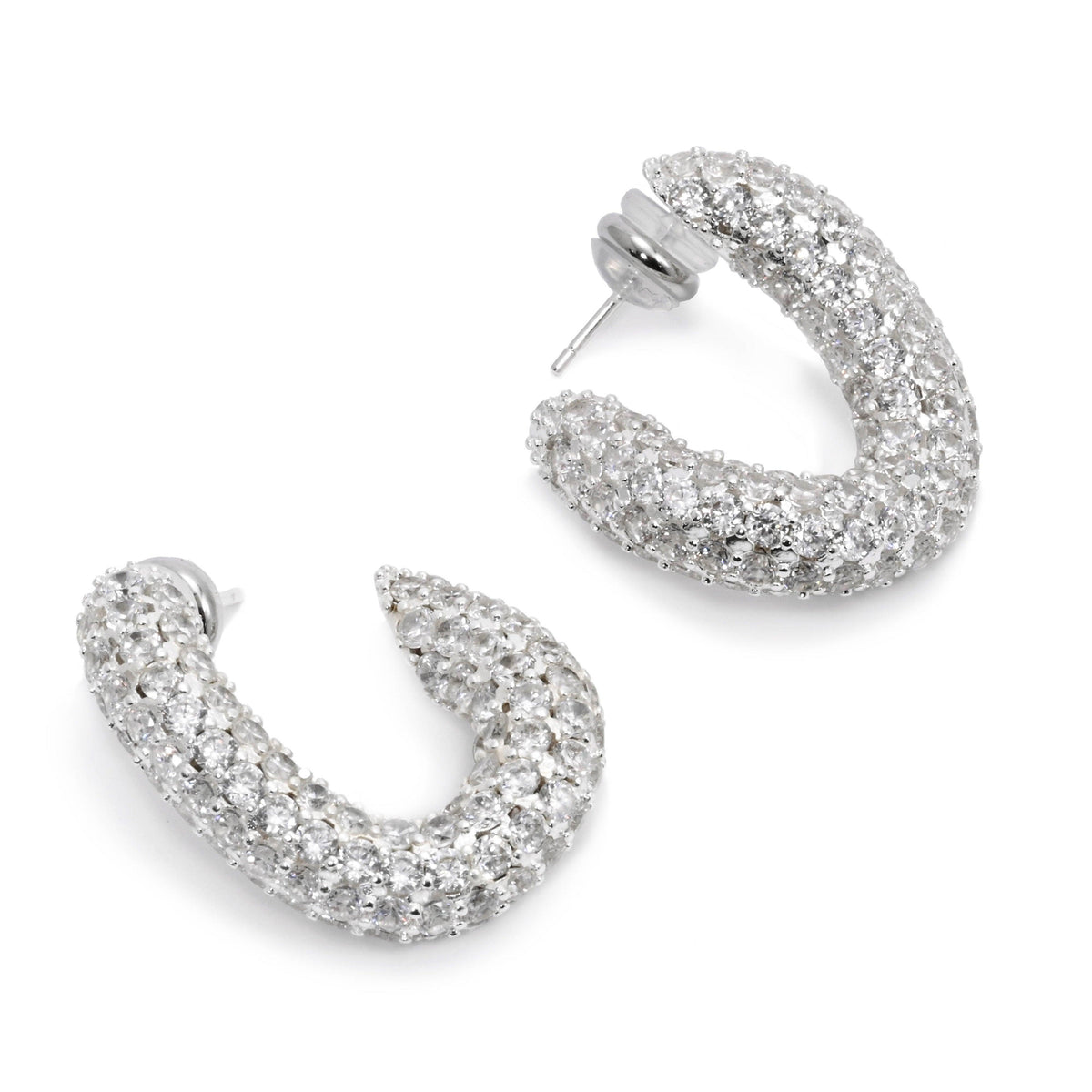 Sparkling GIGI - Edel versilberte Kristall Creolen mit Twist - Filippa Firenze