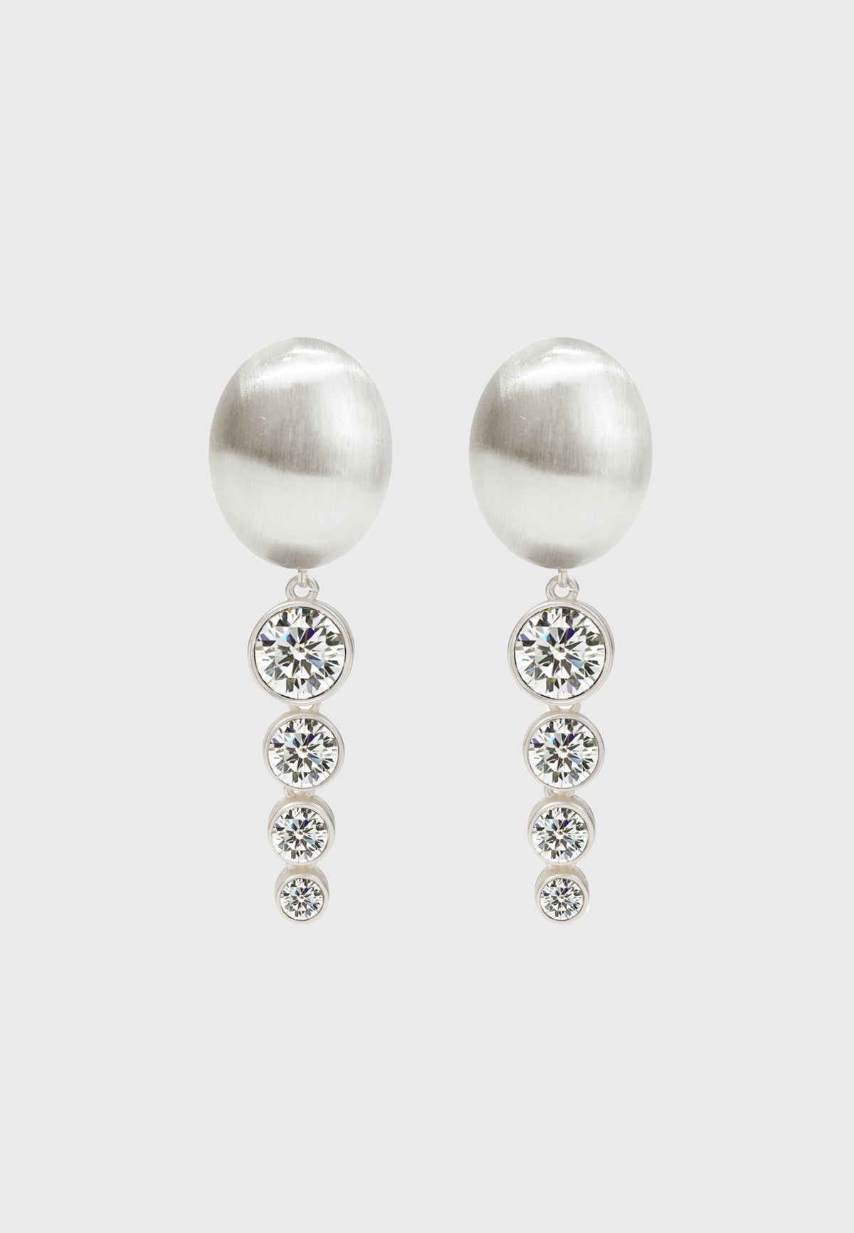 "Pioggia" - Versilberte Kristall Tropfen Ohrclips