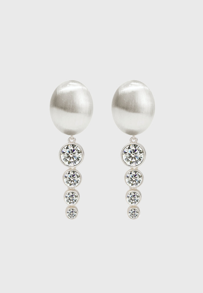 "Pioggia" - Versilberte Kristall Tropfen Ohrclips