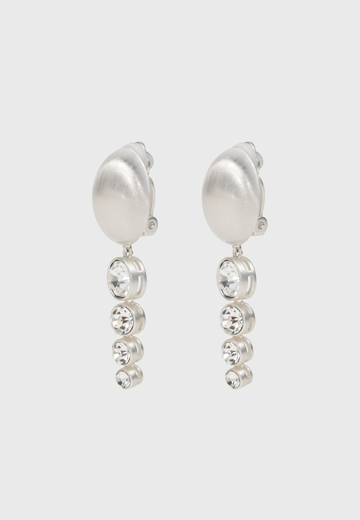 "Pioggia" - Versilberte Kristall Tropfen Ohrclips