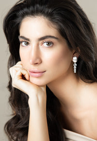 "Pioggia" - Versilberte Kristall Tropfen Ohrclips