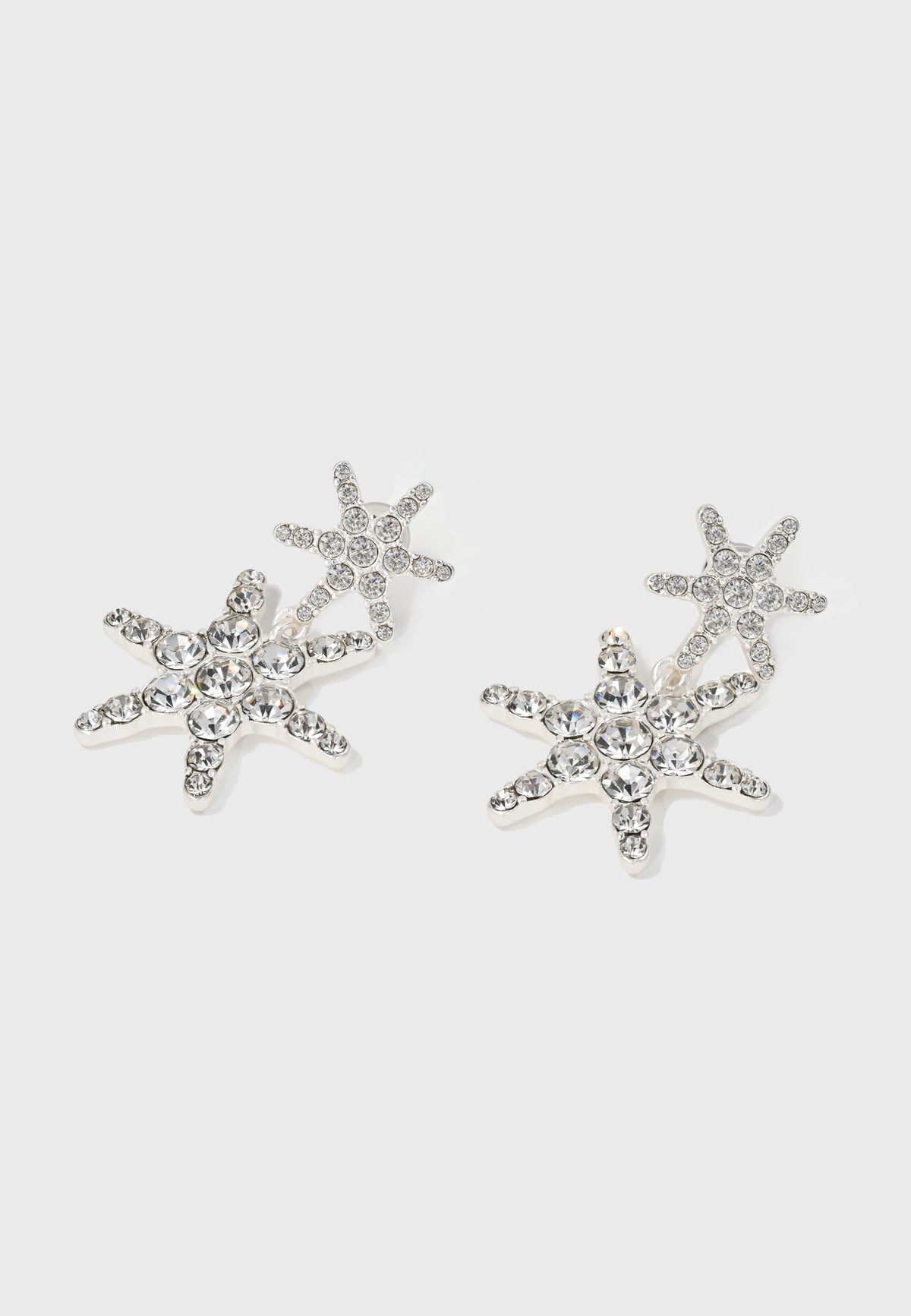 "Stella" - Versilberte Stern-Ohrringe mit funkelnden Kristallen