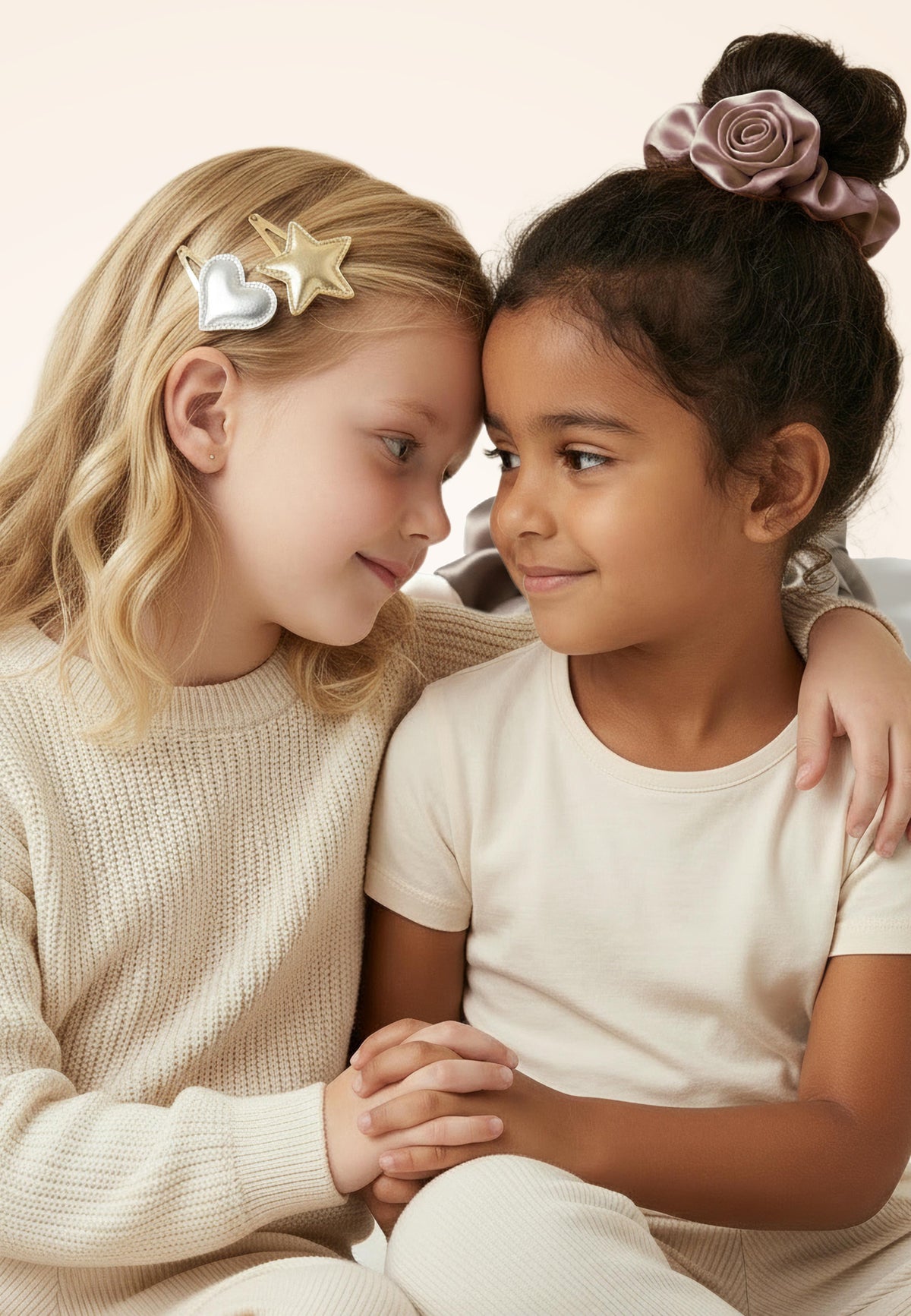 Amaretto - Satin scrunchie with zipper in cream