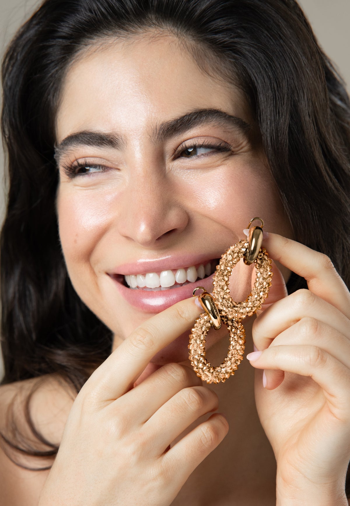 Cocktail @ Ciprian - Vergoldete Creolen aus Kristallen