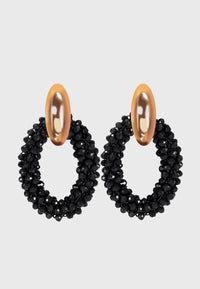 Cocktail @ Ciprian - Gold-plated hoop earrings with black crystals