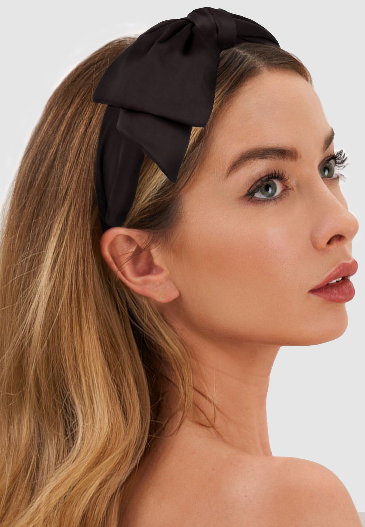 Satin Bow - Satin Haarreif mit Schleife in Schwarz