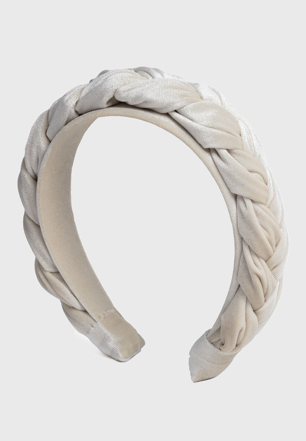 Scarcela - Geflochtener Samt Haarreif in Creme