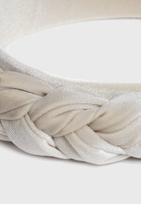 Scarcela - Geflochtener Samt Haarreif in Creme