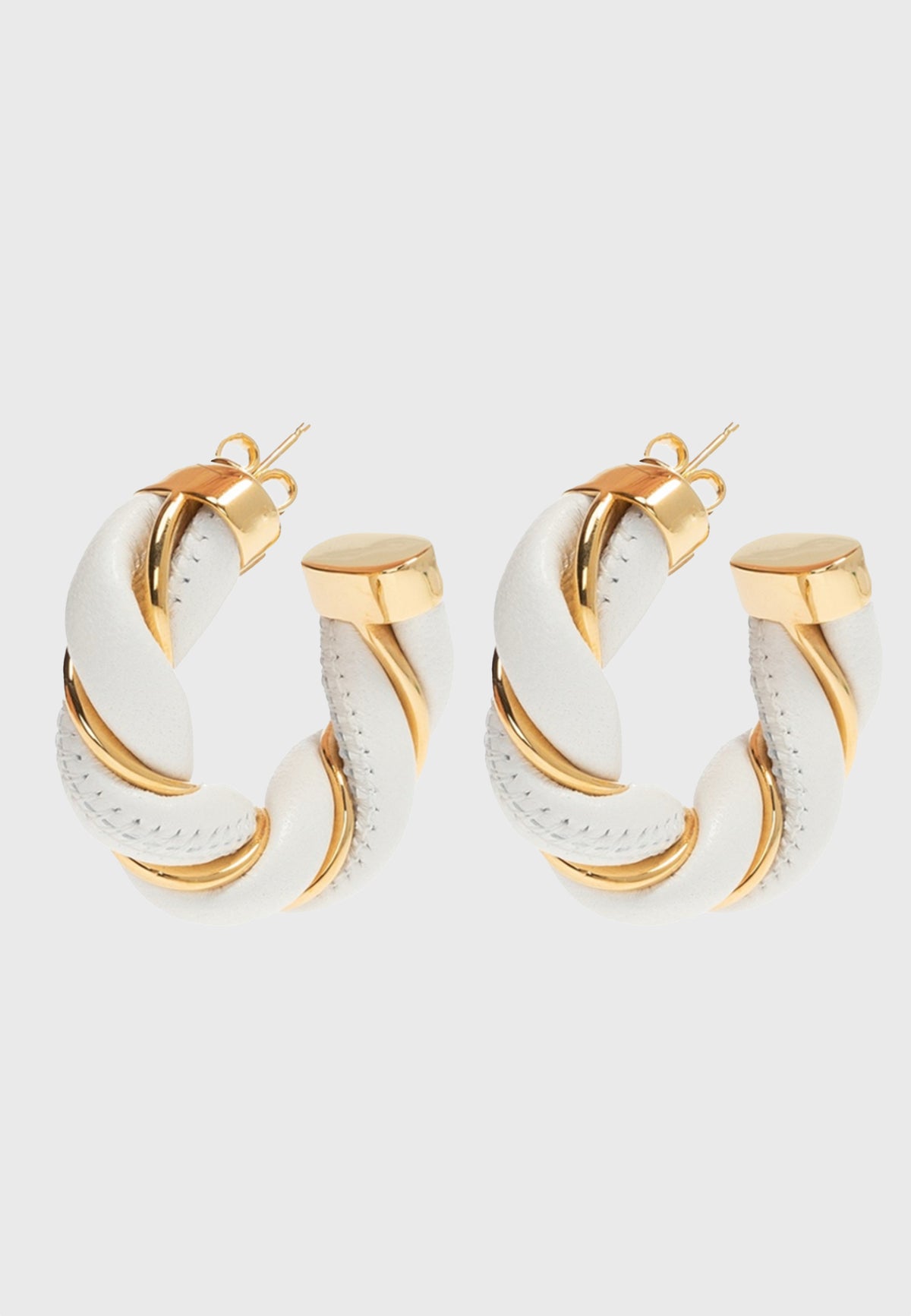 The Catch - Leichte Leder-Creolen in Creme