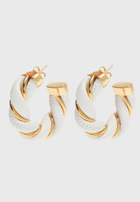The Catch - Leichte Leder-Creolen in Creme