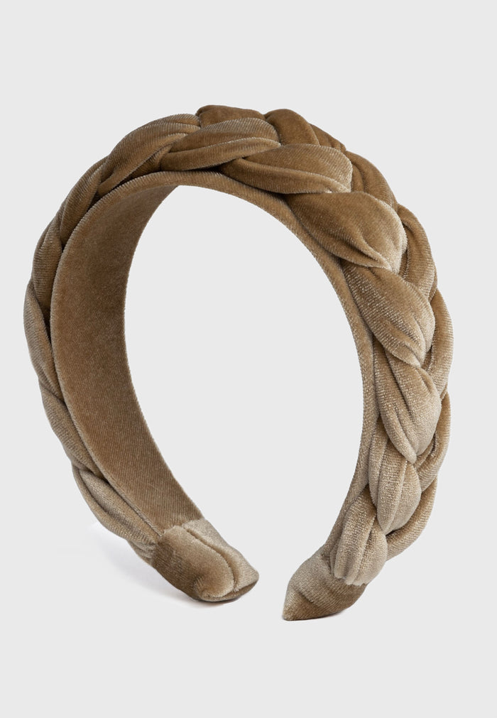 Scarcela - Geflochtener Samt Haarreif in Olive