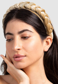 Scarcela - Geflochtener Samt Haarreif in Olive