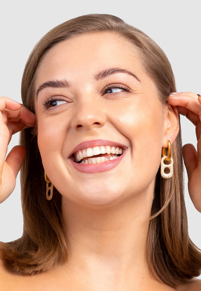 Dolce far Niente - Zirkonia Creolen mit Anhänger Gold