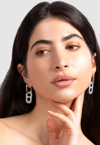 "Dolce far Niente" - Stylish zirconia hoop earrings silver