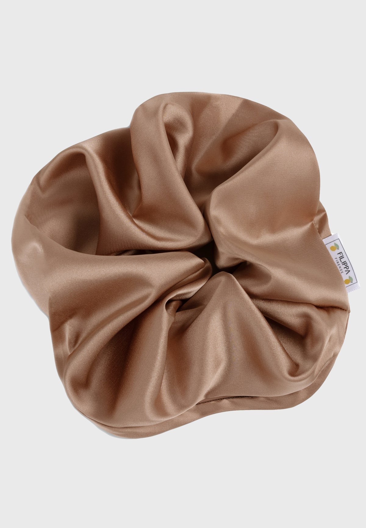 Amaretto - Satin scrunchie with zipper in macchiato