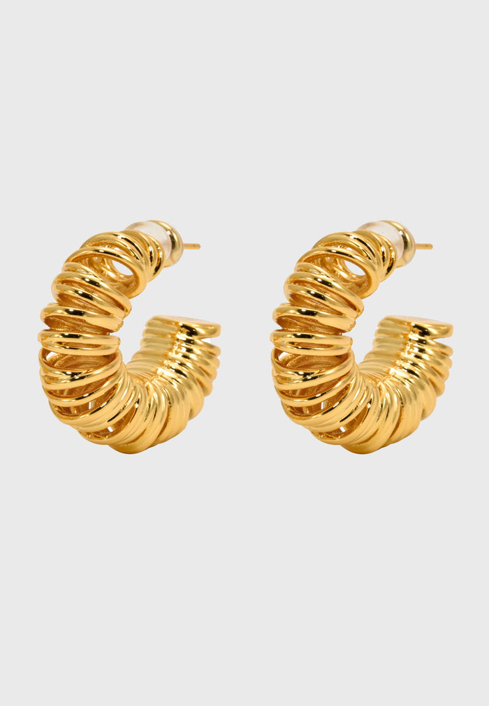 Allora - Moderne Curly Hoop Creolen Gold