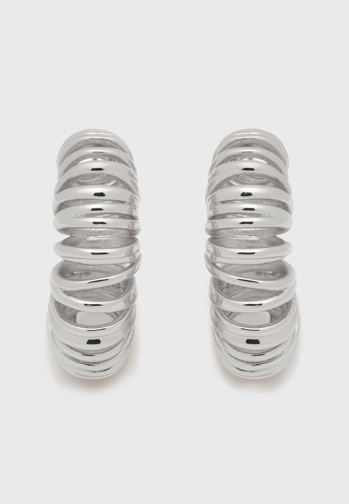 Allora - Modern Curly Hoop Earrings Silver
