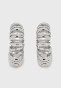 Allora - Modern Curly Hoop Earrings Silver