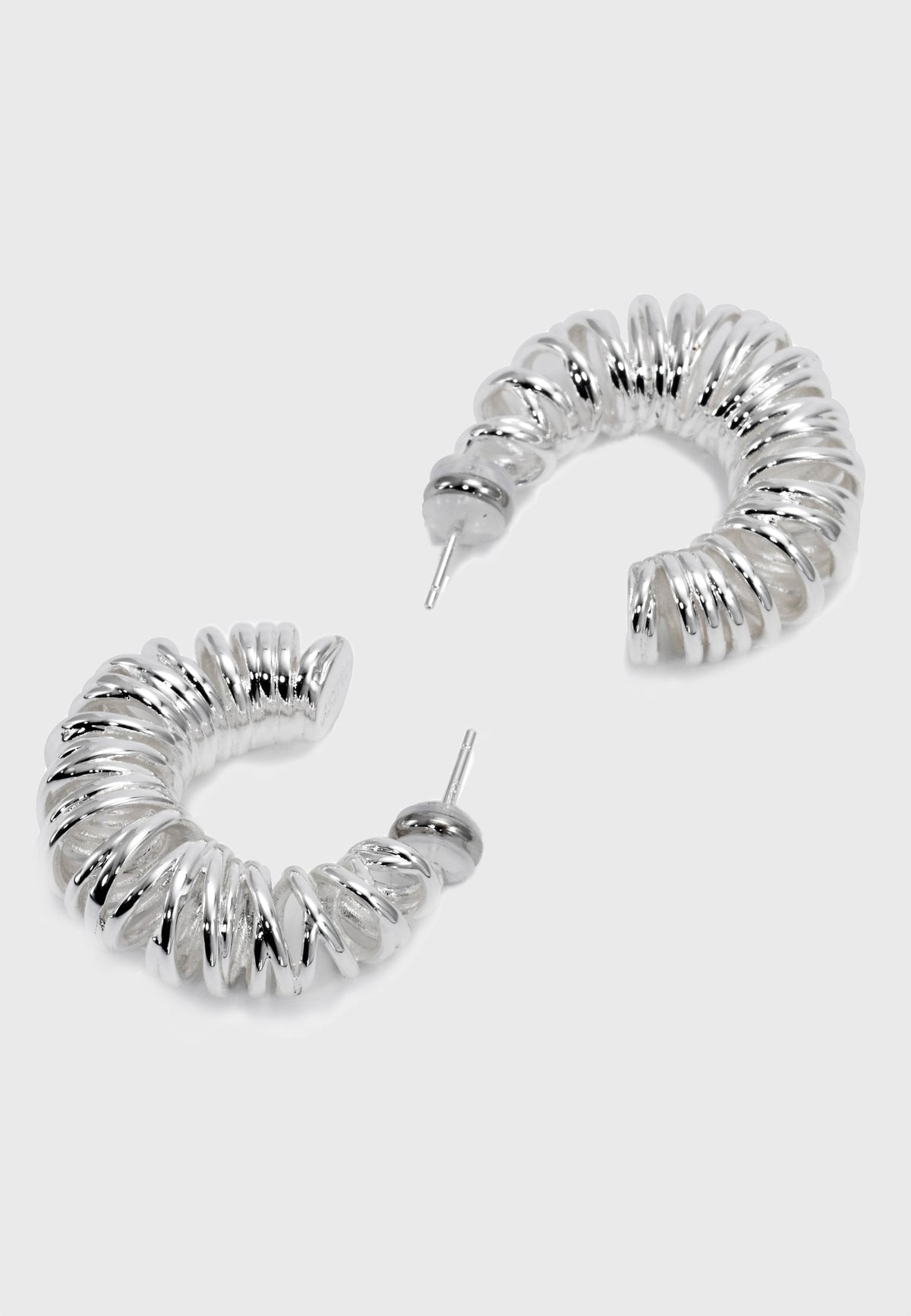 Allora - Modern Curly Hoop Earrings Silver