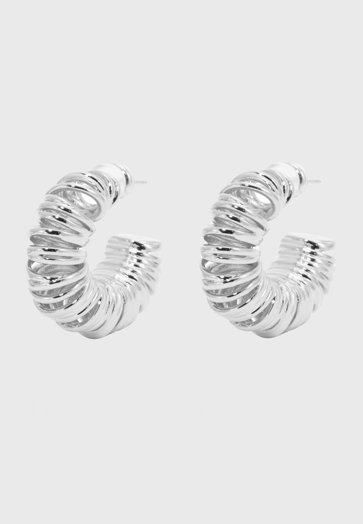 Allora - Modern Curly Hoop Earrings Silver
