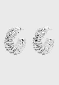 Allora - Modern Curly Hoop Earrings Silver