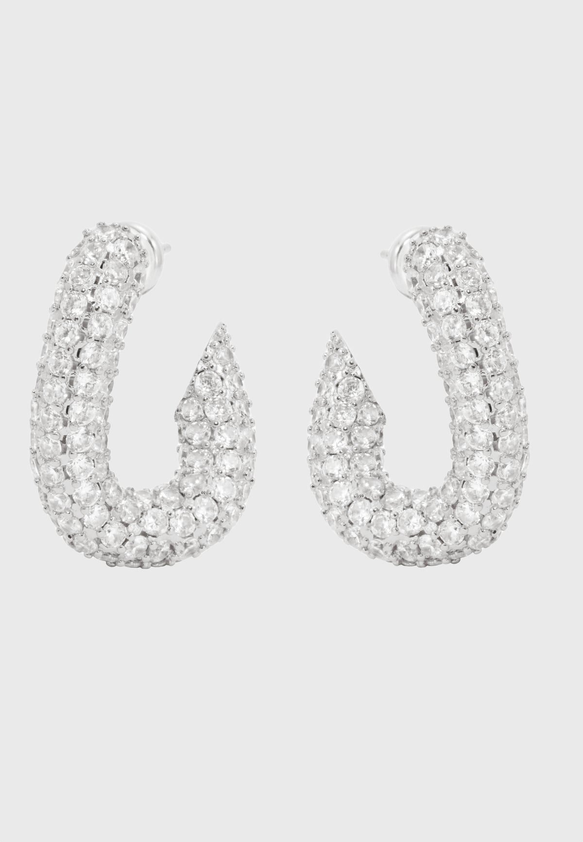 Sparkling GIGI - Precious silver-plated crystal hoop earrings with twist