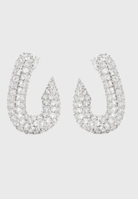 Sparkling GIGI - Precious silver-plated crystal hoop earrings with twist