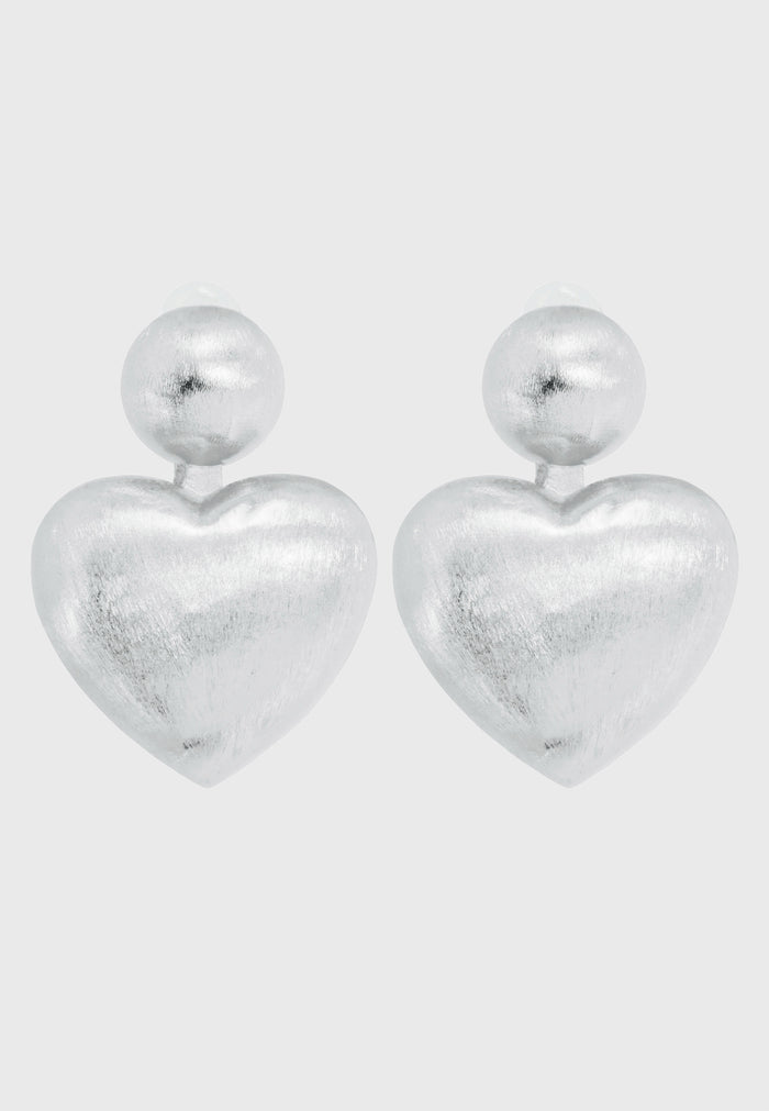 Rubacuori - Versilberte Statement Herz Ohrclips