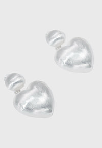 Rubacuori - Versilberte Statement Herz Ohrclips