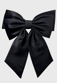 Big Bow - Schwarze Haarklammer mit großer Doppel-Schleife aus Satin