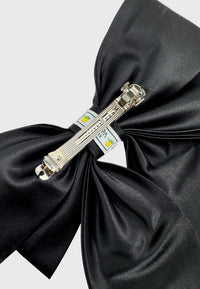 Big Bow - Schwarze Haarklammer mit großer Doppel-Schleife aus Satin