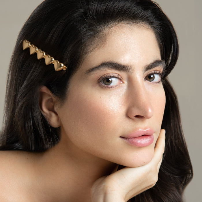 Cuore - Haarclip mit Gold Herzen