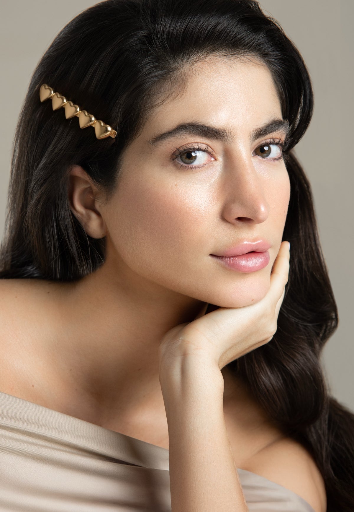 Cuore - Haarclip mit Gold Herzen