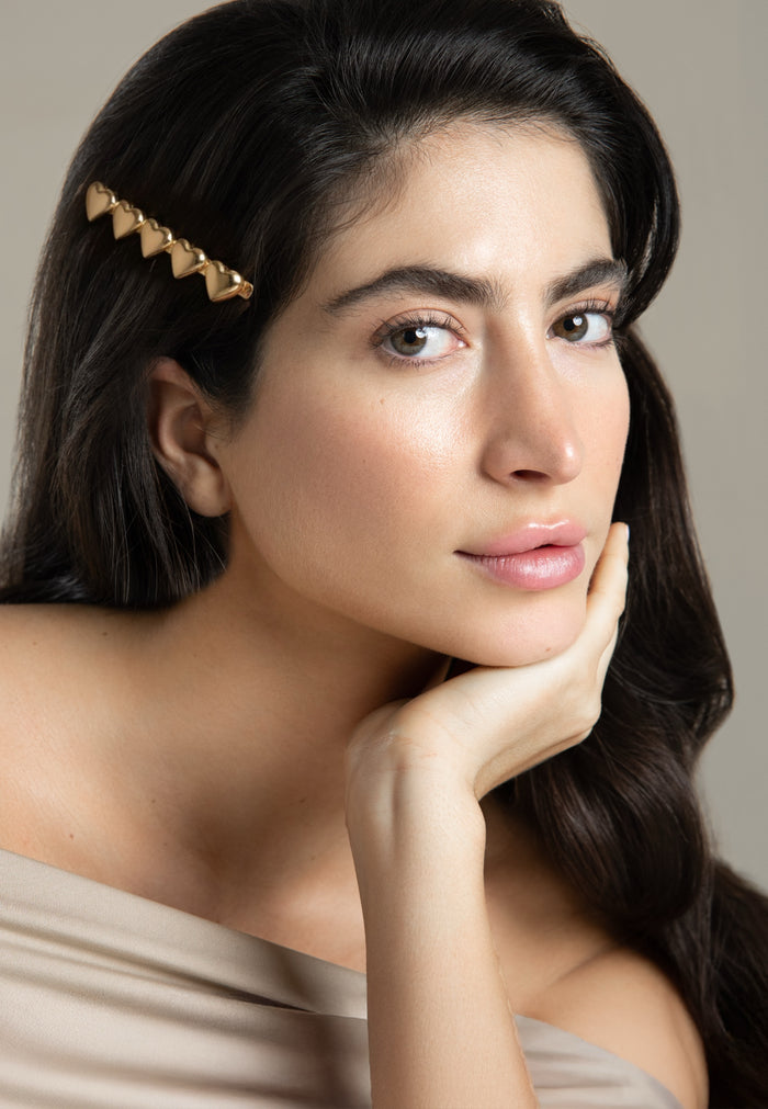 Cuore - Haarclip mit Gold Herzen