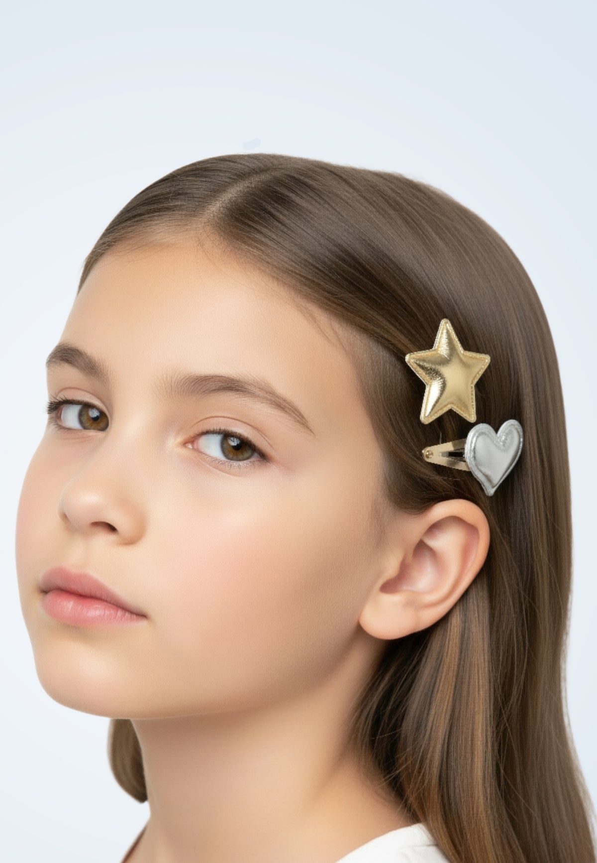 Piccola - Haarclip-Set mit Sternchen und Herz in Gold & Silber