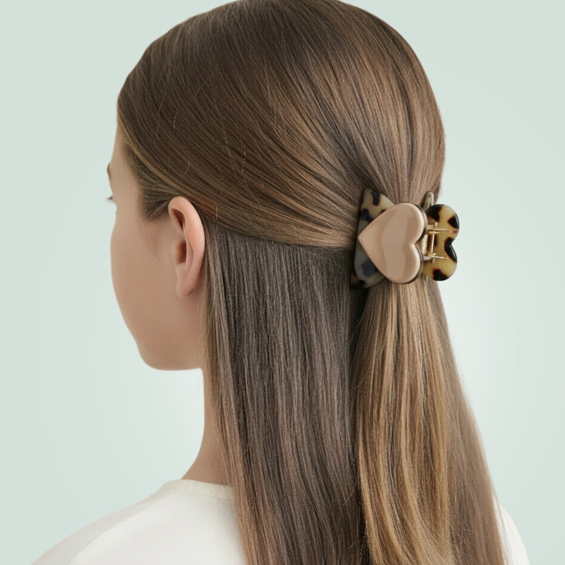 Dolcino - Große Herz Haarklammer Taupe