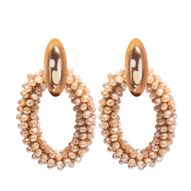 "Cocktail @ Cipriani" - Gold Plated Crystal Hoop Earrings Gold