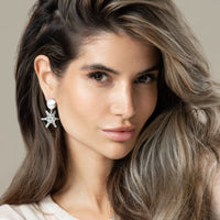 "Stella Clips" - Versilberte Stern Ohrclips mit funkelnden Kristallen