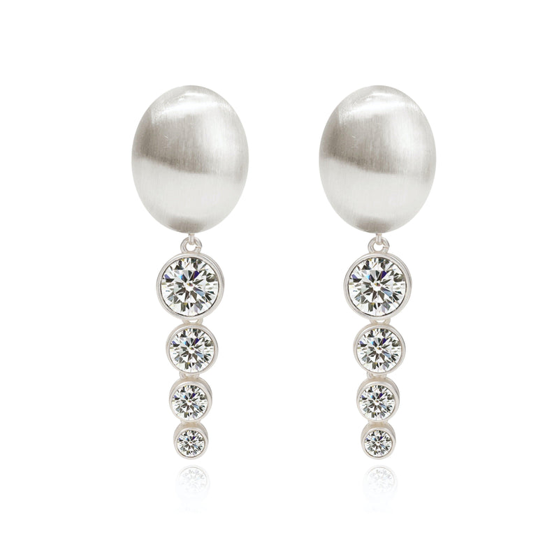 “Pioggia” - Silver-plated crystal drop ear clips