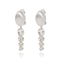 "Pioggia" - Versilberte Kristall Tropfen Ohrclips