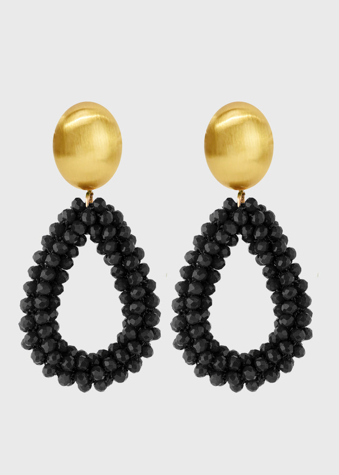 COMING SOON | Portofino - Elegante Kristall Ohrclips in Schwarz