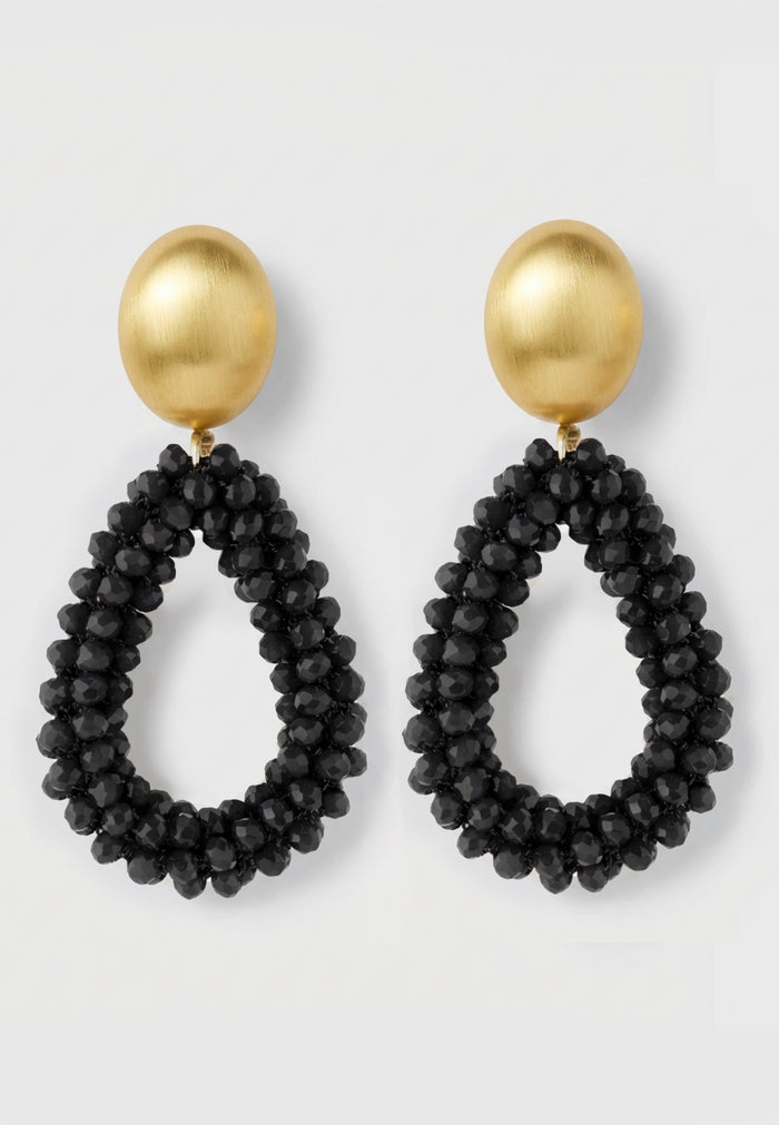 Portofino - Elegante Kristall Ohrclips in Schwarz