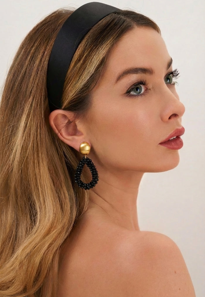 COMING SOON | Portofino - Elegante Kristall Ohrclips in Schwarz