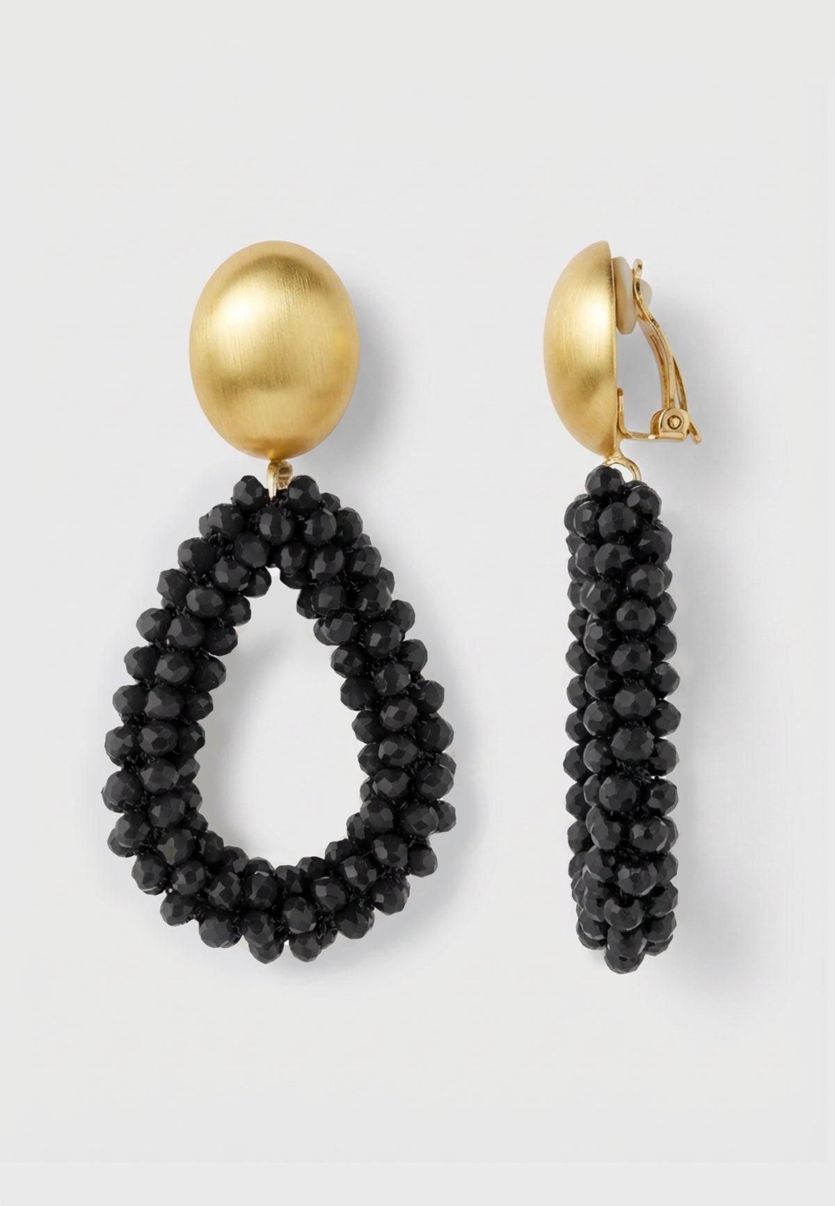 Portofino - Elegante Kristall Ohrclips in Schwarz