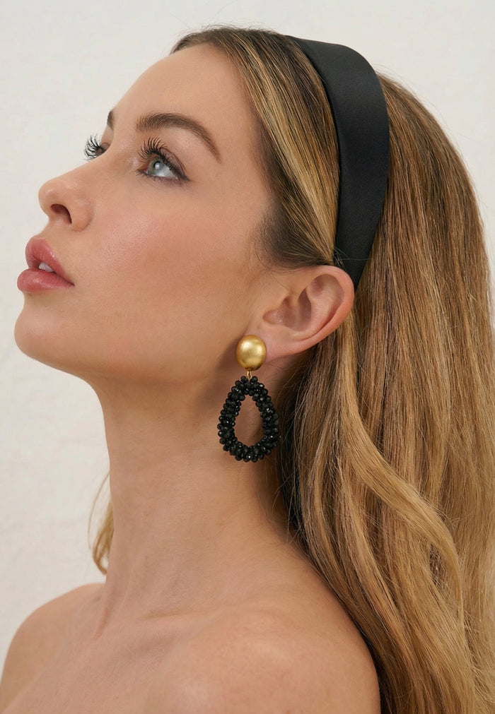 Portofino - Elegante Kristall Ohrclips in Schwarz