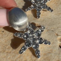 "Stella Clips" - Versilberte Stern Ohrclips mit funkelnden Kristallen