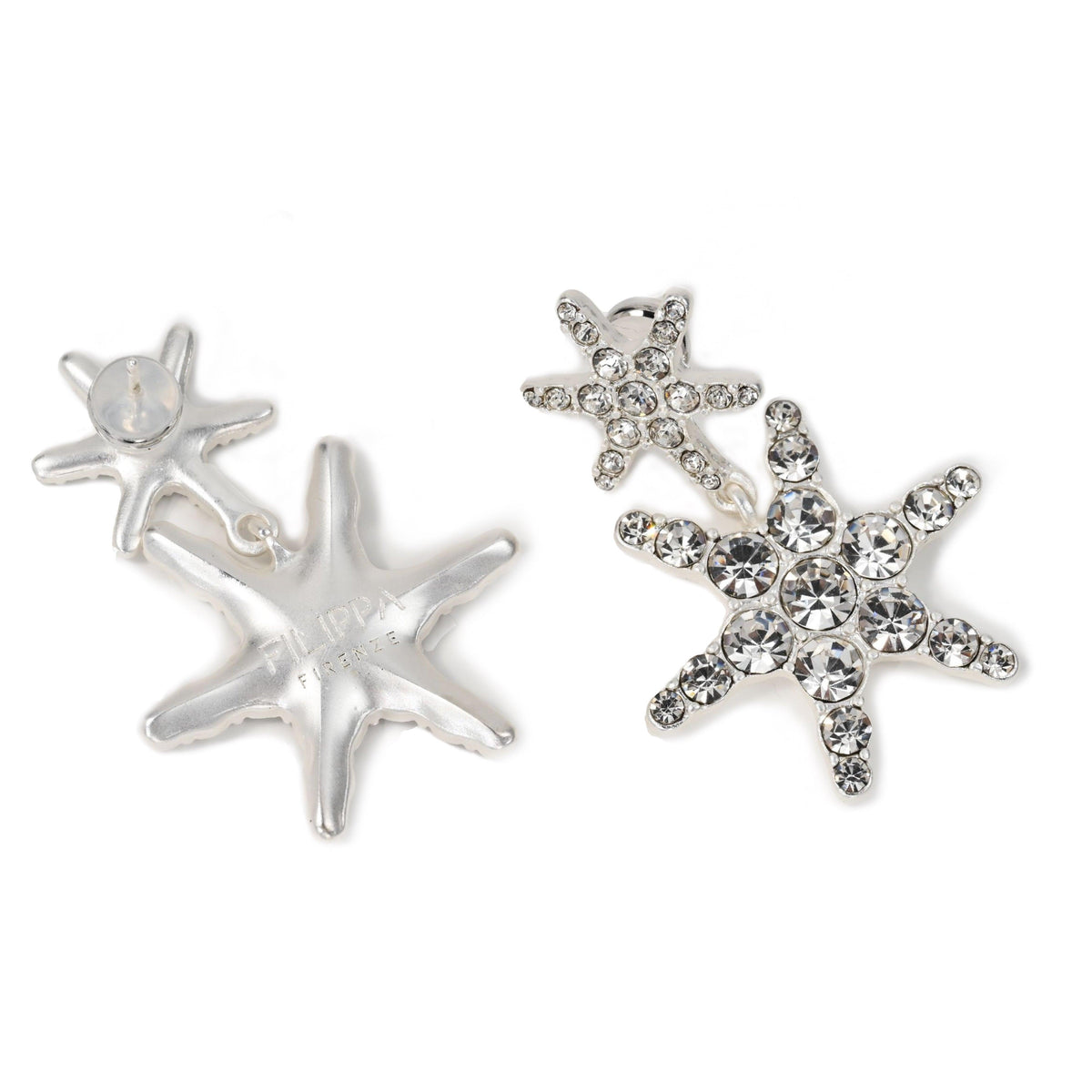 “Stella” - Silver-plated star earrings with sparkling crystals