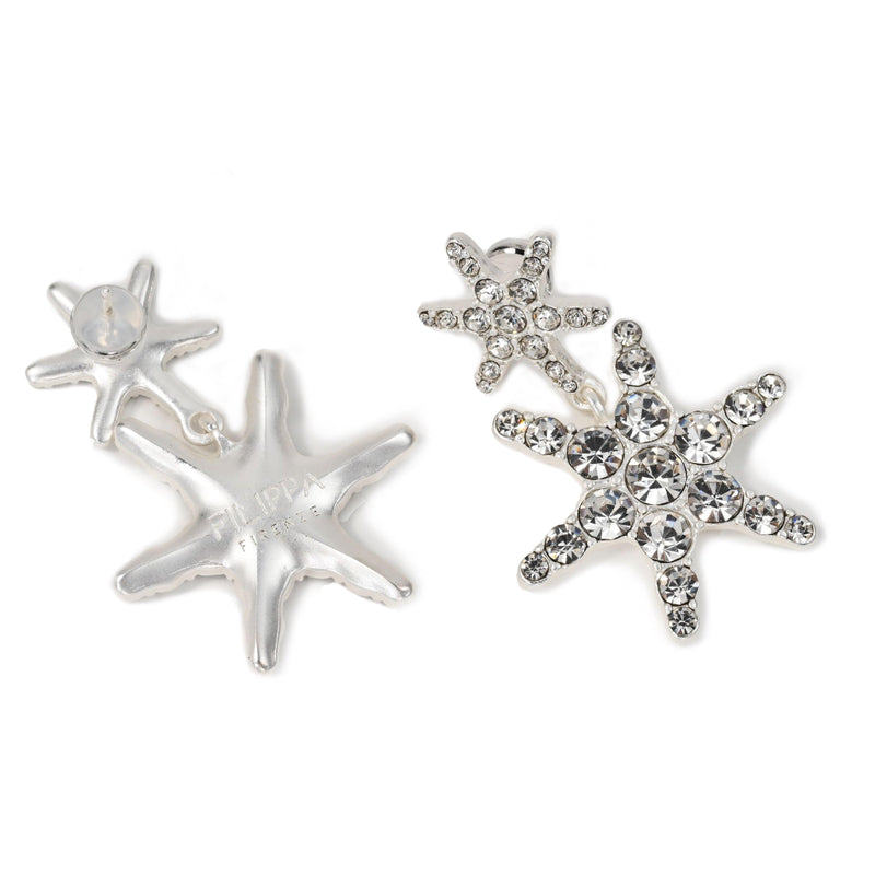 “Stella” - Silver-plated star earrings with sparkling crystals