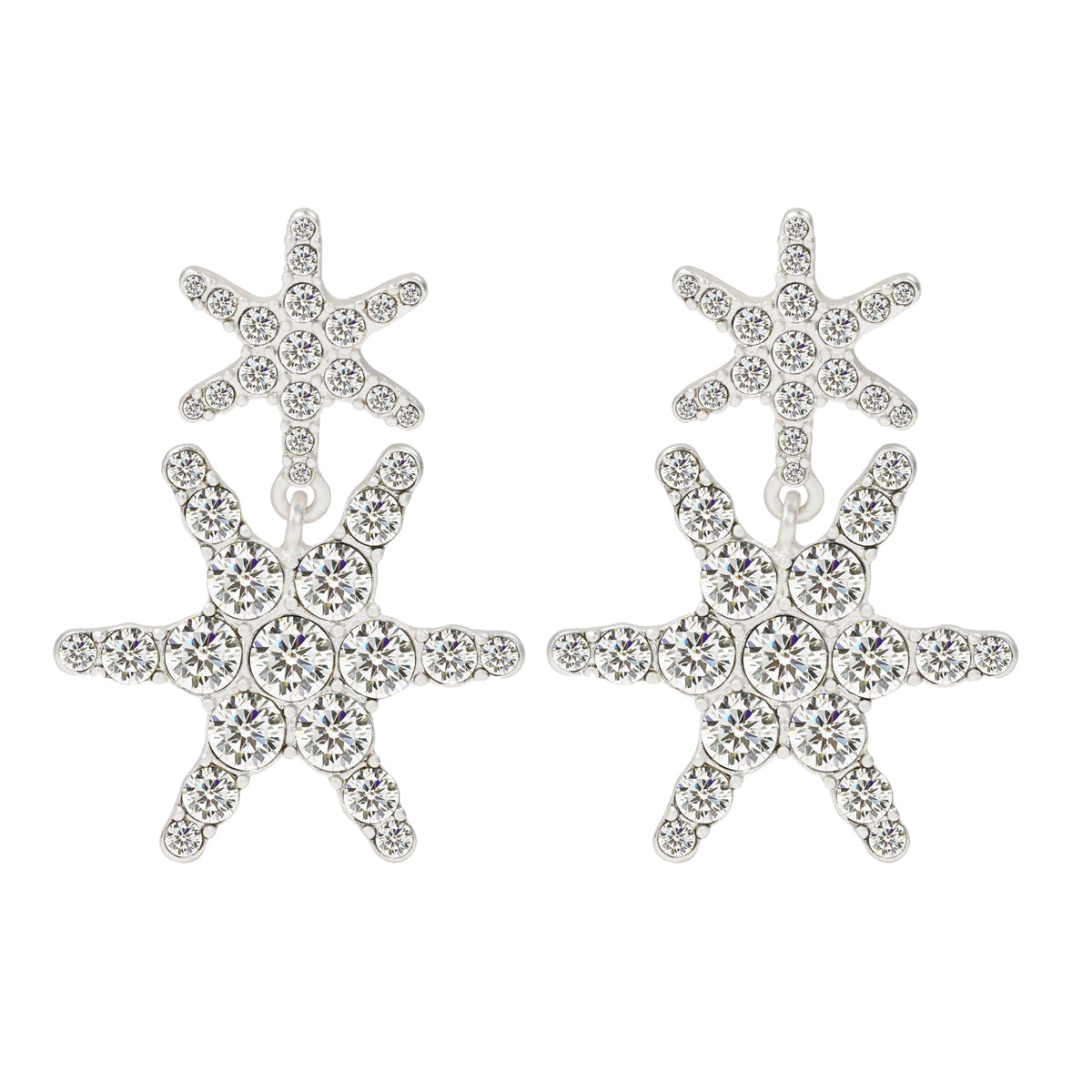 “Stella” - Silver-plated star earrings with sparkling crystals