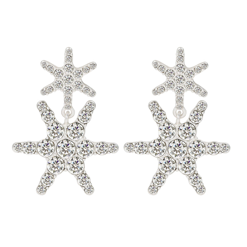 “Stella” - Silver-plated star earrings with sparkling crystals